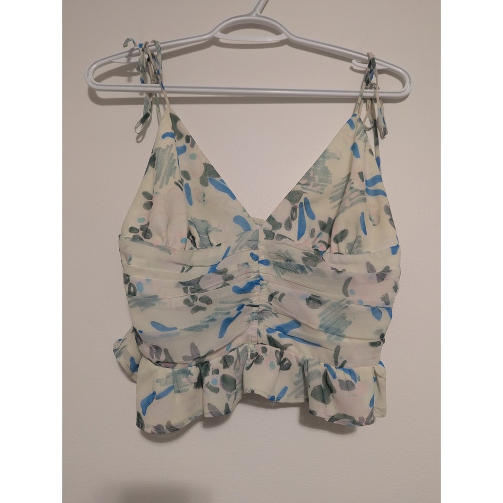 Aritzia Wilfred Celia Camisole Top Short Sleeve Crop Floral Womens Size 8 Medium